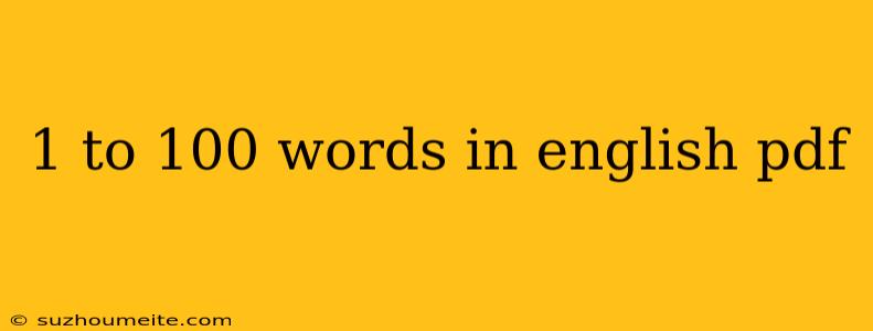 1 To 100 Words In English Pdf