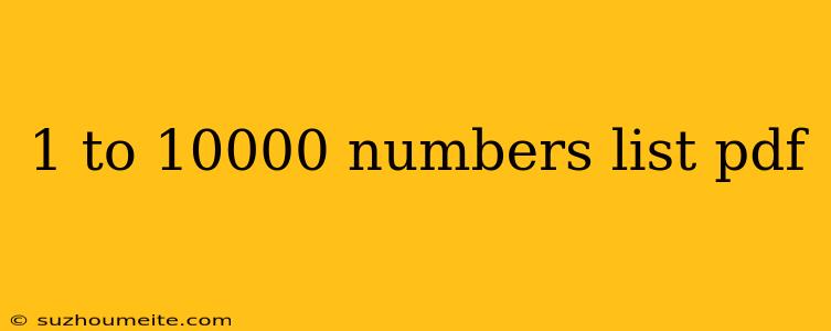 1 To 10000 Numbers List Pdf