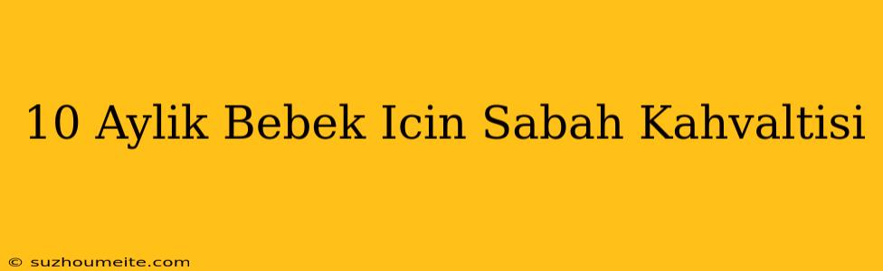 10 Aylık Bebek Için Sabah Kahvaltısı