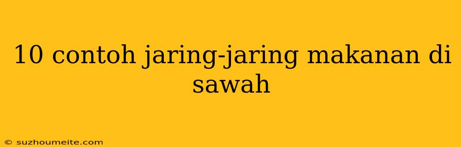 10 Contoh Jaring-jaring Makanan Di Sawah