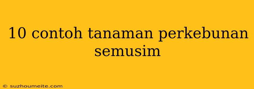 10 Contoh Tanaman Perkebunan Semusim