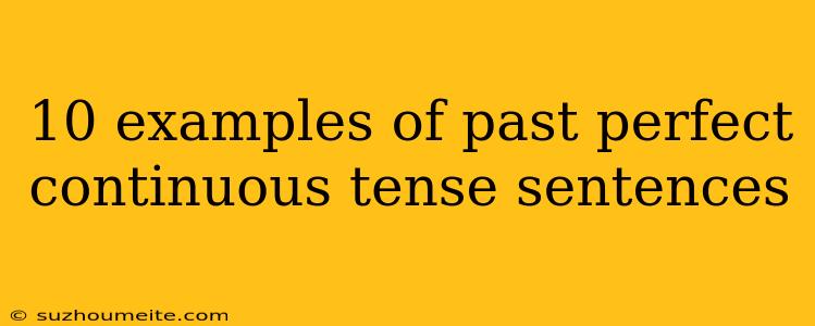 10 Examples Of Past Perfect Continuous Tense Sentences