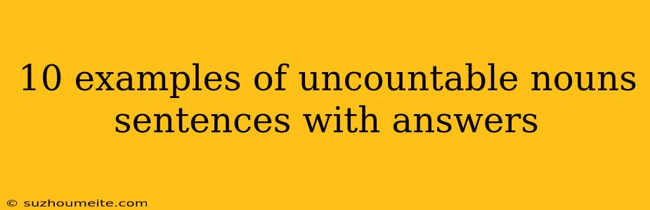 10 Examples Of Uncountable Nouns Sentences With Answers