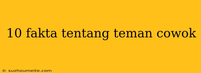 10 Fakta Tentang Teman Cowok