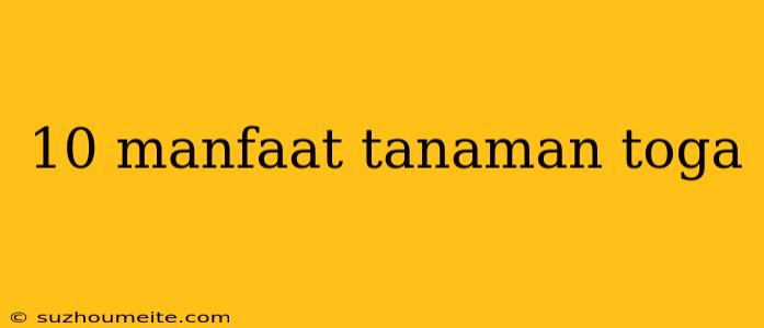 10 Manfaat Tanaman Toga