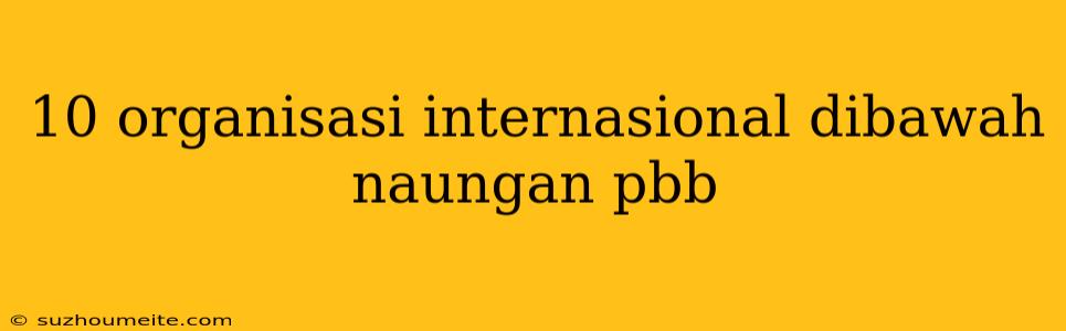 10 Organisasi Internasional Dibawah Naungan Pbb