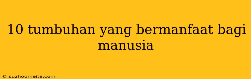 10 Tumbuhan Yang Bermanfaat Bagi Manusia