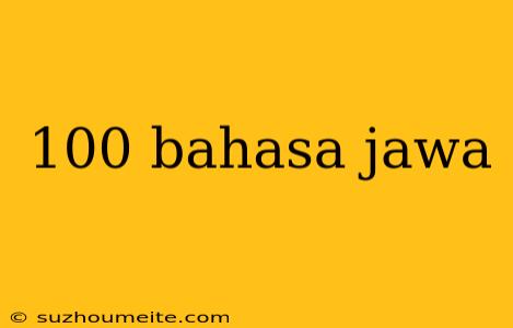 100 Bahasa Jawa