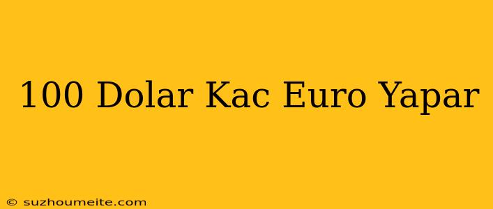 100 Dolar Kaç Euro Yapar