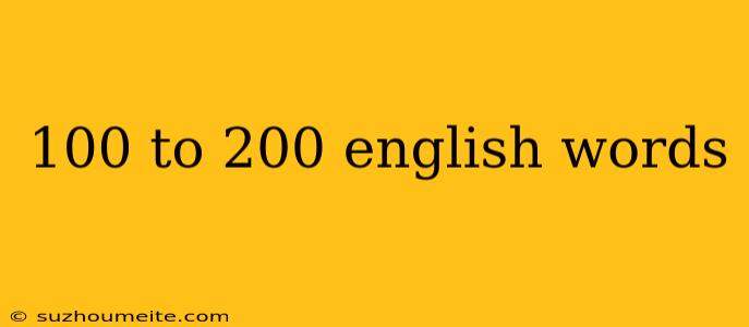 100 To 200 English Words