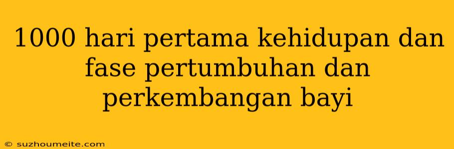 1000 Hari Pertama Kehidupan Dan Fase Pertumbuhan Dan Perkembangan Bayi