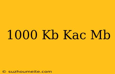 1000 Kb Kaç Mb