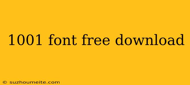 1001 Font Free Download