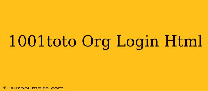 1001toto. Org/login.html