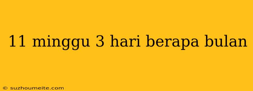 11 Minggu 3 Hari Berapa Bulan