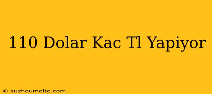 110 Dolar Kaç Tl Yapıyor