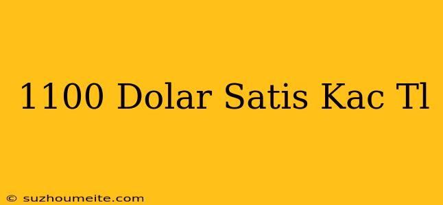 1100 Dolar Satış Kaç Tl