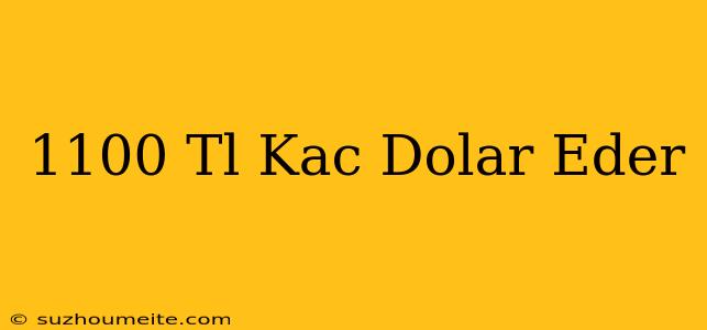 1100 Tl Kaç Dolar Eder