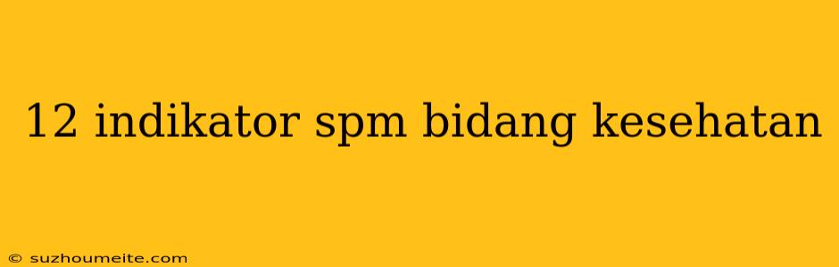 12 Indikator Spm Bidang Kesehatan