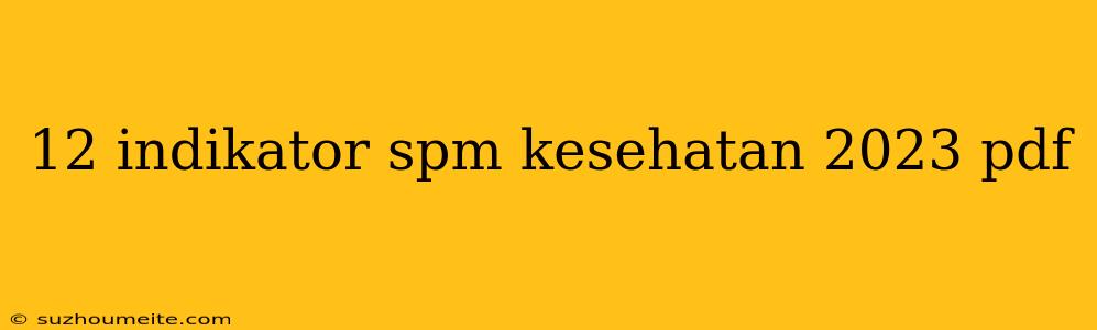 12 Indikator Spm Kesehatan 2023 Pdf