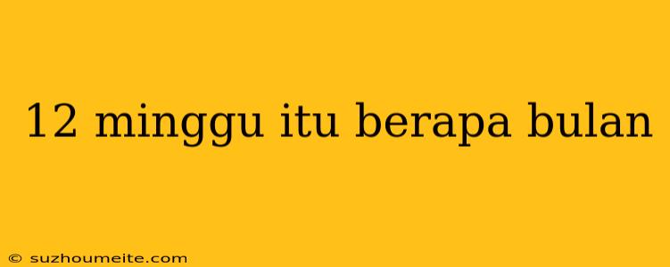 12 Minggu Itu Berapa Bulan