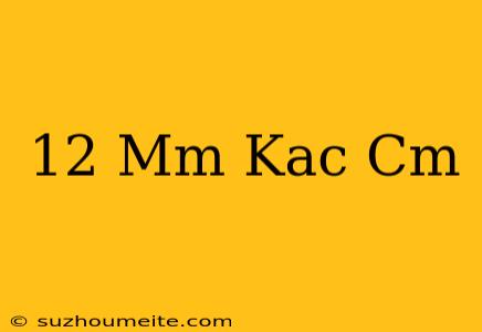 12 Mm Kaç Cm