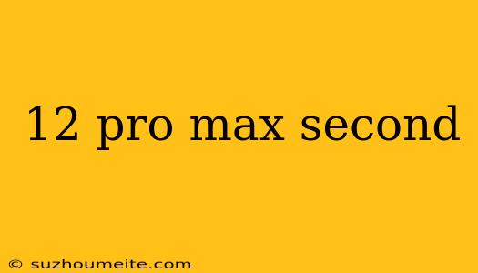 12 Pro Max Second