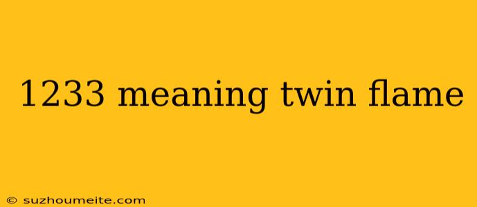 1233 Meaning Twin Flame