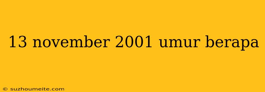 13 November 2001 Umur Berapa