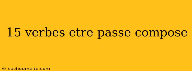 15 Verbes Etre Passe Compose