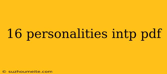 16 Personalities Intp Pdf