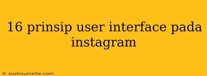 16 Prinsip User Interface Pada Instagram