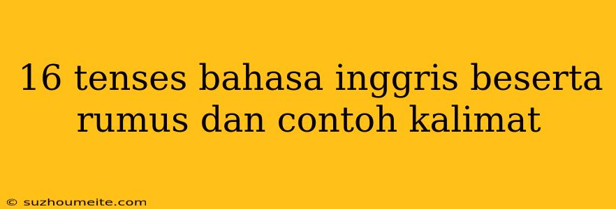 16 Tenses Bahasa Inggris Beserta Rumus Dan Contoh Kalimat