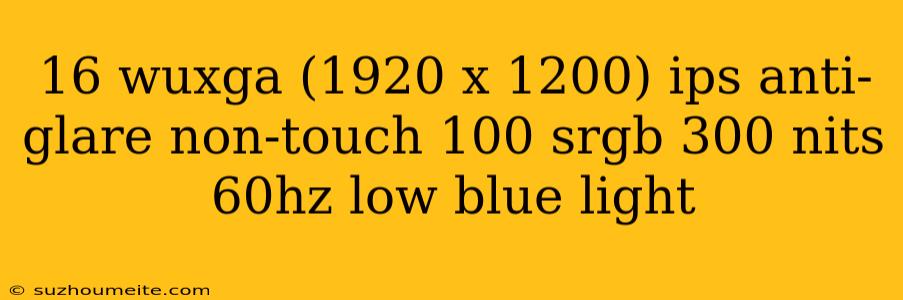 16 Wuxga (1920 X 1200) Ips Anti-glare Non-touch 100 Srgb 300 Nits 60hz Low Blue Light