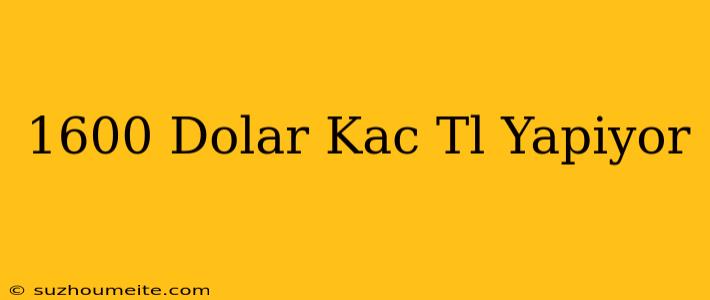 1600 Dolar Kac Tl Yapıyor