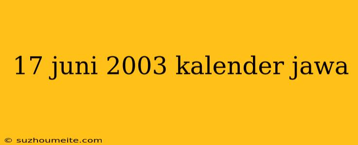 17 Juni 2003 Kalender Jawa