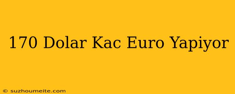 170 Dolar Kaç Euro Yapıyor