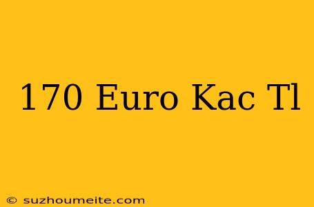 170 Euro Kaç Tl