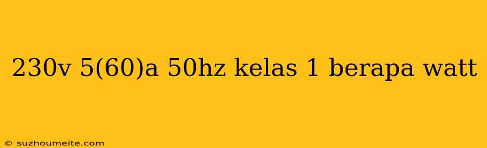 230v 5(60)a 50hz Kelas 1 Berapa Watt