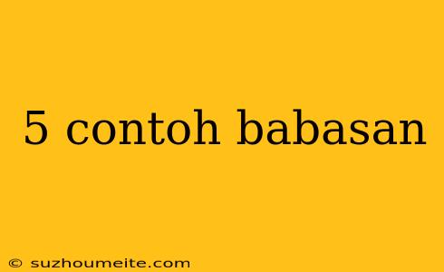 5 Contoh Babasan