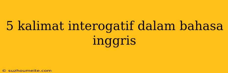 5 Kalimat Interogatif Dalam Bahasa Inggris