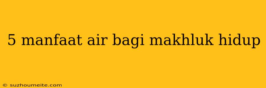 5 Manfaat Air Bagi Makhluk Hidup