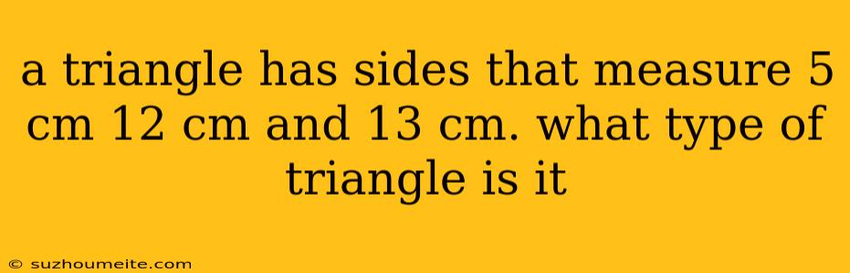 A Triangle Has Sides That Measure 5 Cm 12 Cm And 13 Cm. What Type Of Triangle Is It