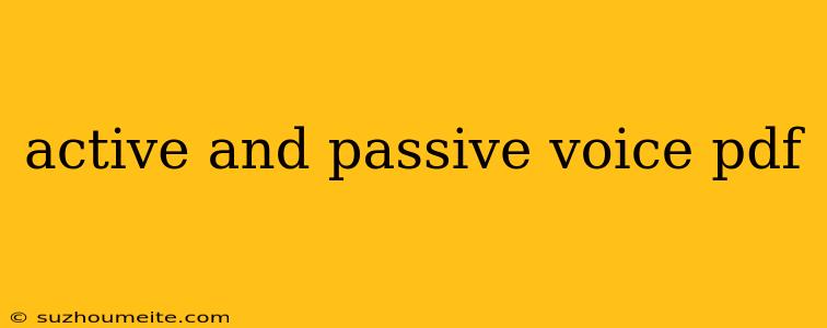 Active And Passive Voice Pdf