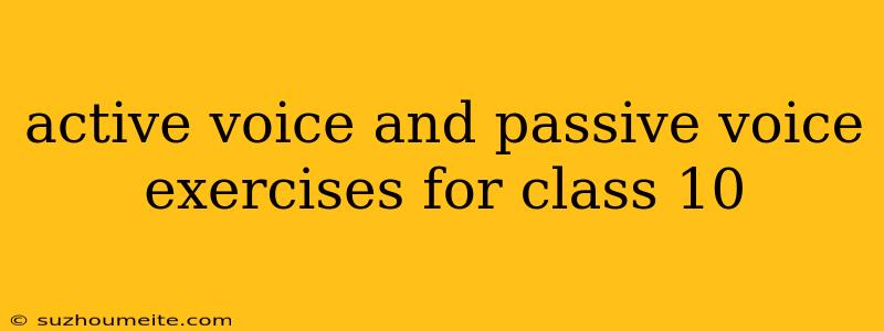 Active Voice And Passive Voice Exercises For Class 10