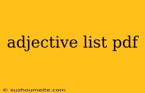 Adjective List Pdf