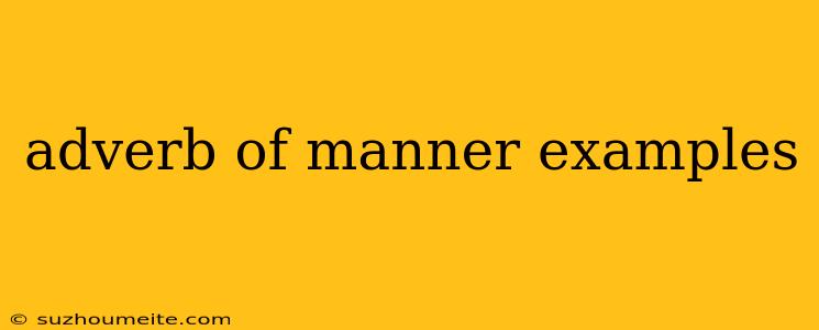 Adverb Of Manner Examples