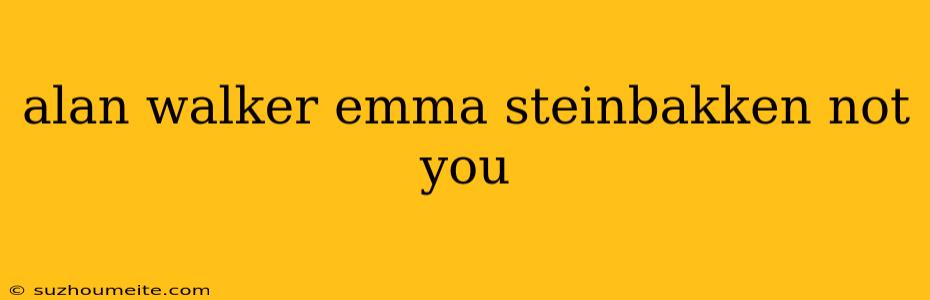 Alan Walker Emma Steinbakken Not You