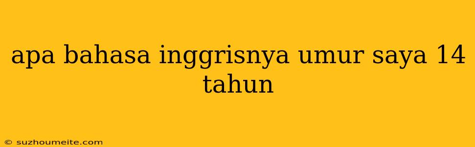 Apa Bahasa Inggrisnya Umur Saya 14 Tahun