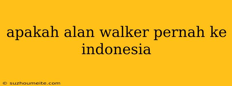 Apakah Alan Walker Pernah Ke Indonesia